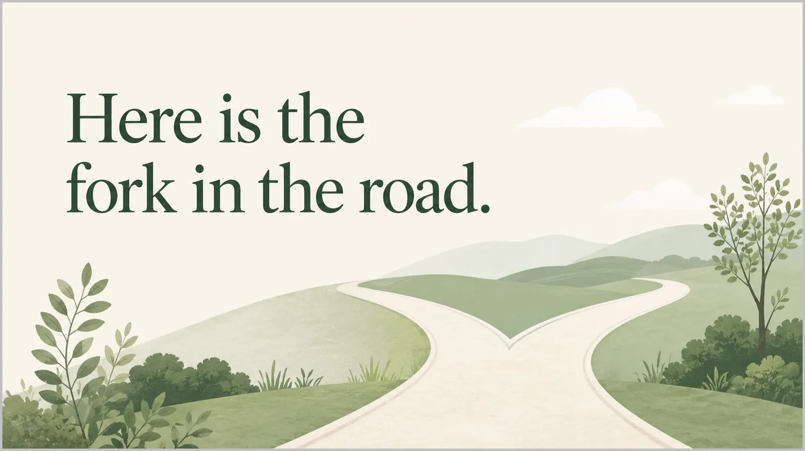 Here is the fork in the road